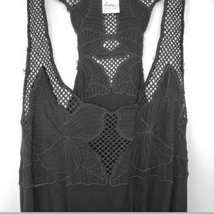 Kina Embroidered Black Floral Sleeveless Romper